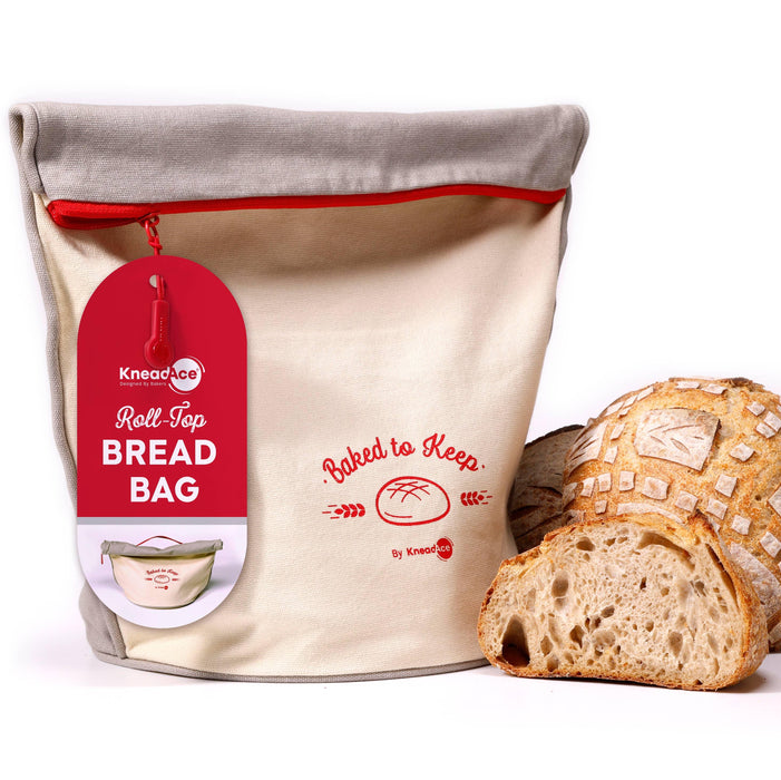 KneadAce Roll Top Bread Bags (Grey/Off-White)