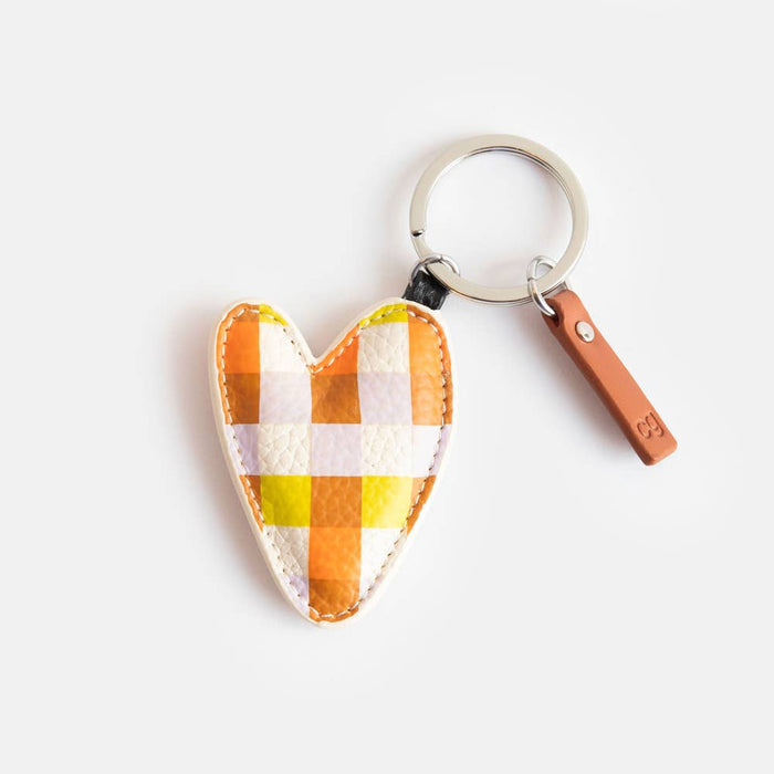 Caroline Gardner Multi Check Printed Heart Keyring