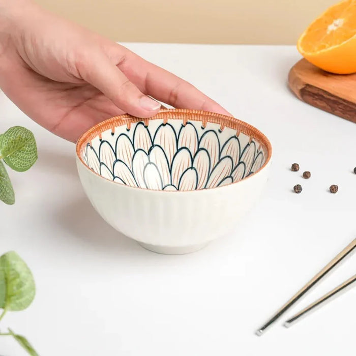 Light-Luxury Japanese Ceramic Rice Bowl Set (4 Piece)