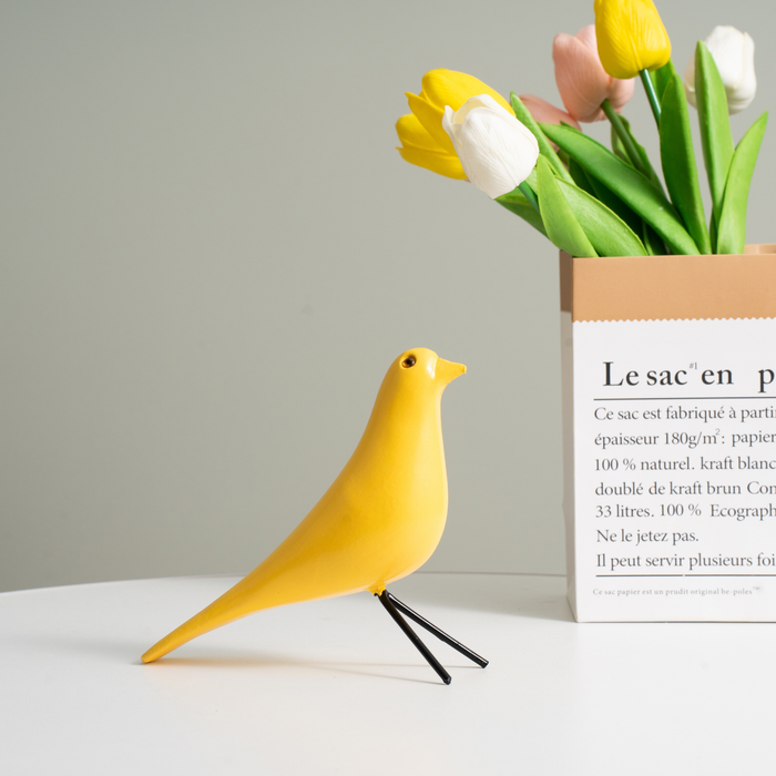 Wooden Modern Minimalist Bird Ornaments - Yellow (19cm)