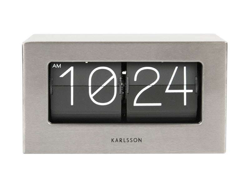 Karlsson Flip Boxed Clock - Brushed Steel