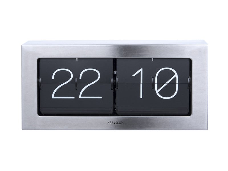 Karlsson Wall / Table Clock Boxed Flip XL Matt - Brushed steel