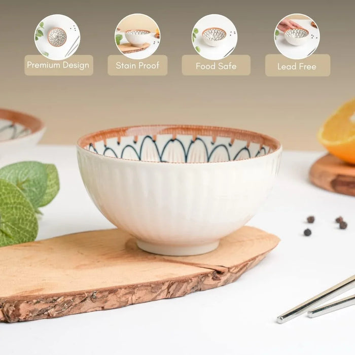 Light-Luxury Japanese Ceramic Rice Bowl Set (4 Piece)