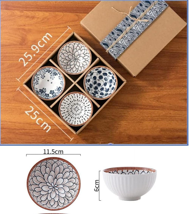 Light-Luxury Japanese Ceramic Rice Bowl Set (4 Piece)