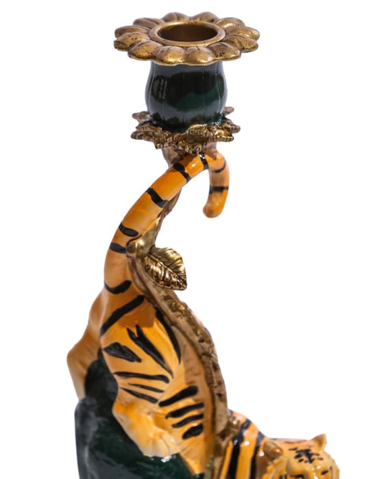 Antiqued Ornate Tiger Candle Holder