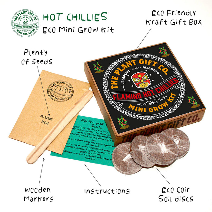 The Plant Gift Co. Flaming Hot Chillies Mini Grow Kit