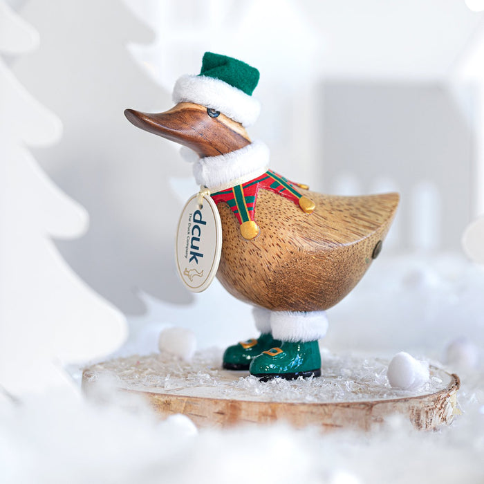 DCUK Traditional Christmas Tartan Ducky Elf - Green