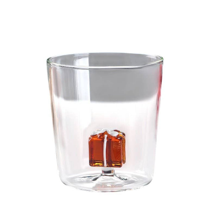 Creative Christmas Glass Cups - 3D Santa Claus & Snowman - Blue Gift Box