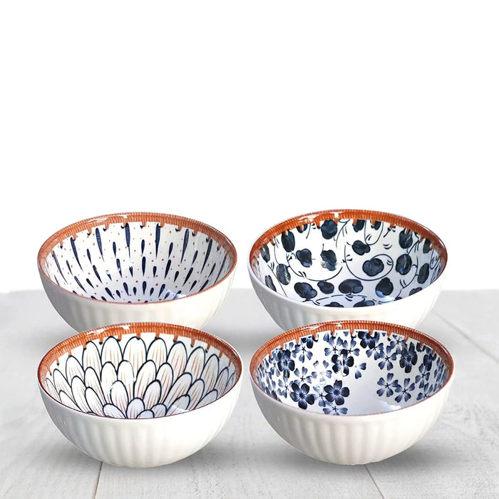 Light-Luxury Japanese Ceramic Rice Bowl Set (4 Piece)
