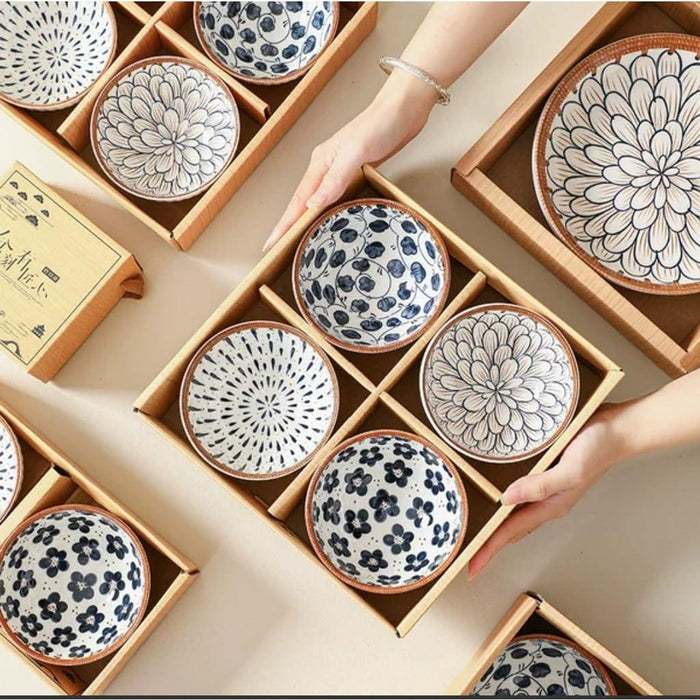 Light-Luxury Japanese Ceramic Rice Bowl Set (4 Piece)