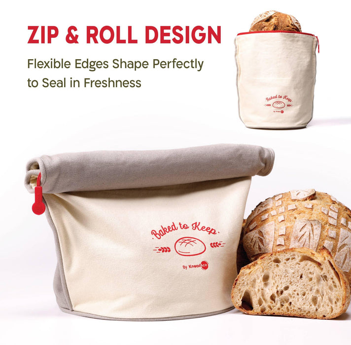 KneadAce Roll Top Bread Bags (Grey/Off-White)