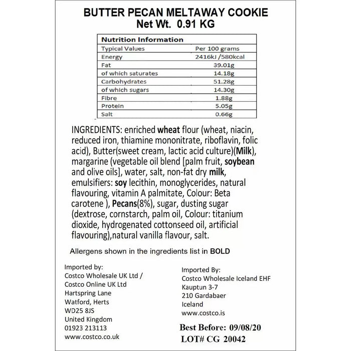 David's Cookies Butter Pecan Meltaways (907g)