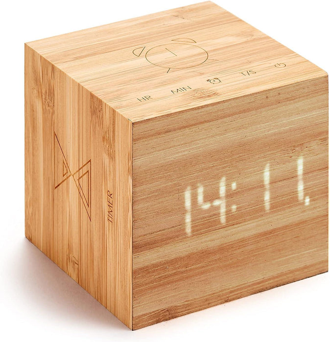 Gingko Cube Plus Clock - Bamboo