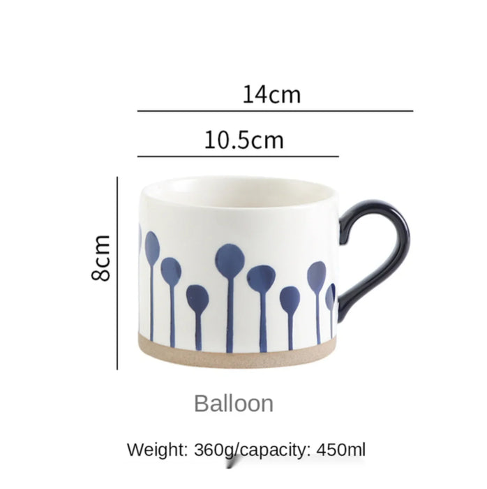 Japanese Style Ceramic Coffee Mug‚ Blue Balloon