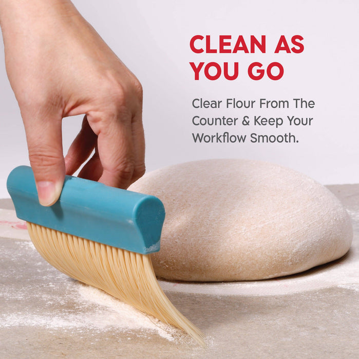 KneadAce Bench Scraper and Baker's Brush - Grey/Turquoise