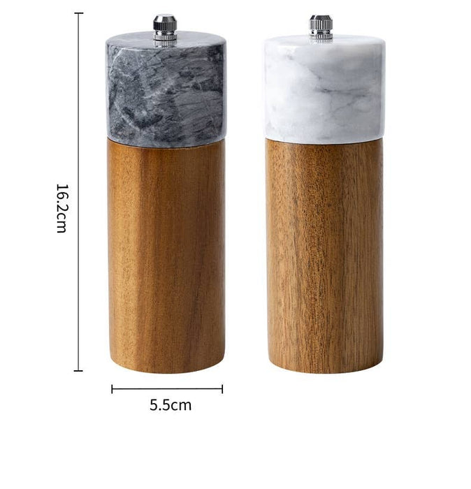 Marble & Acacia Wood Spice Grinder Set - Set A