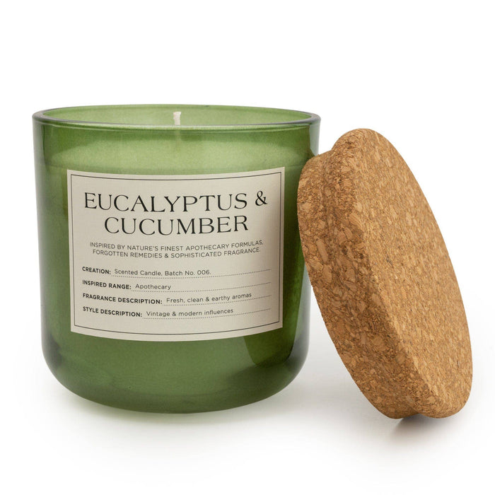 Candlelight Medium Glass Jar with Cork Lid Eucalyptus & Cucumber