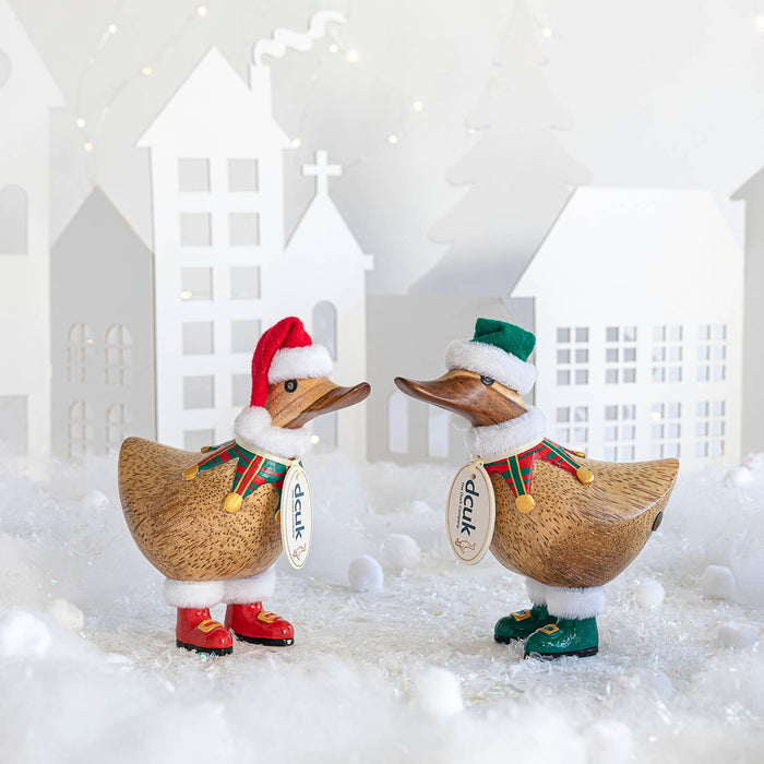 DCUK Traditional Christmas Tartan Ducky Elf - Green