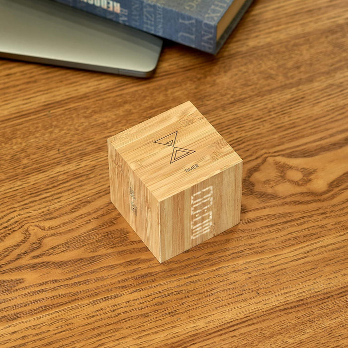 Gingko Cube Plus Clock - Bamboo