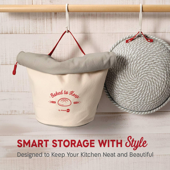 KneadAce Roll Top Bread Bags (Grey/Off-White)