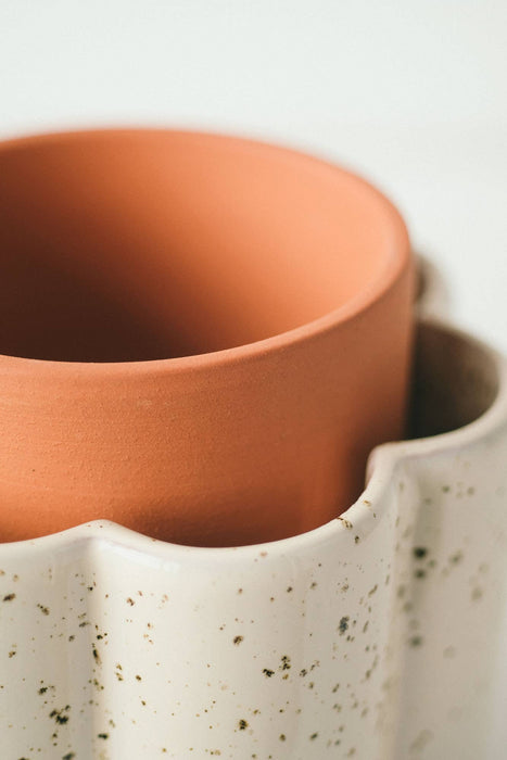 Pepin Self-watering pot Paulita (S) - Speckled white