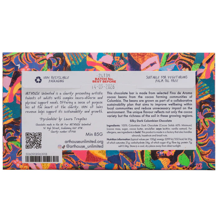 Arthouse Unlimited Silky Dark Colombian Chocolate Bar - Psychedelia (85g)