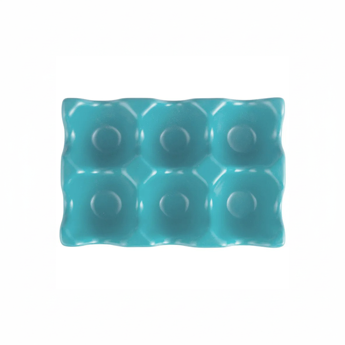 Ceramic Egg Holder Tray 6-Slot Modern Kitchen Storage - Sky Blue