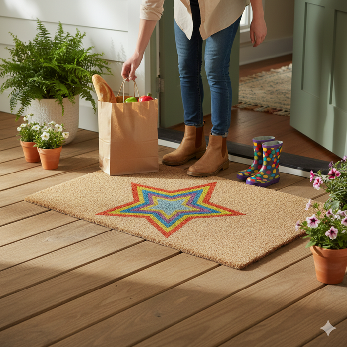 Bombay Duck Rainbow Star Stripe Door Mat (45x75cm)
