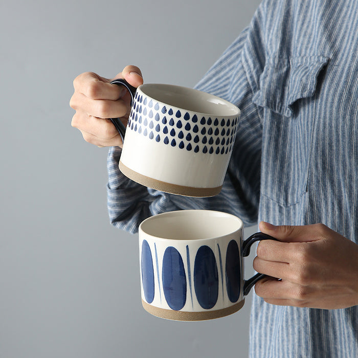 Japanese Style Ceramic Coffee Mug‚ Blue Drops