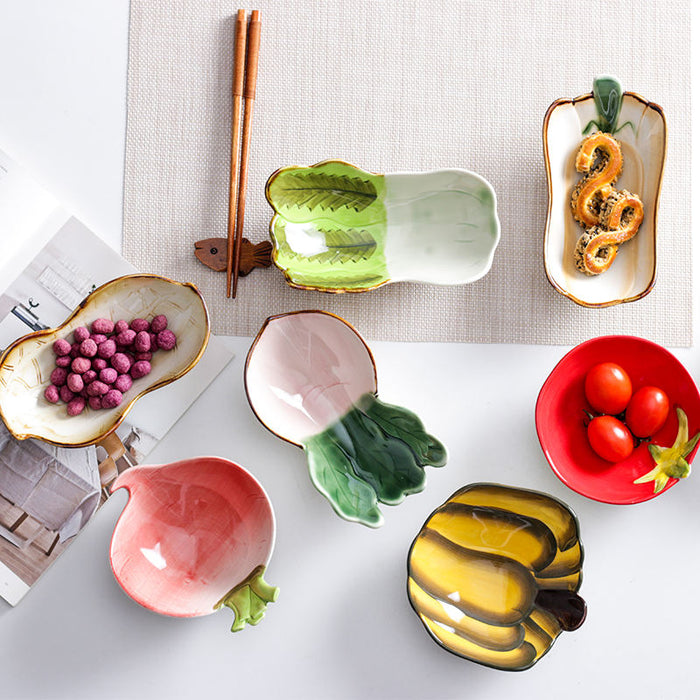 Ceramic Vegetable Shape Serving Dish - Pink Radish
