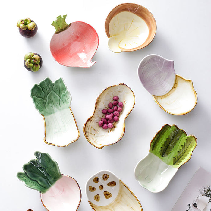 Ceramic Vegetable Shape Serving Dish - Pink Radish