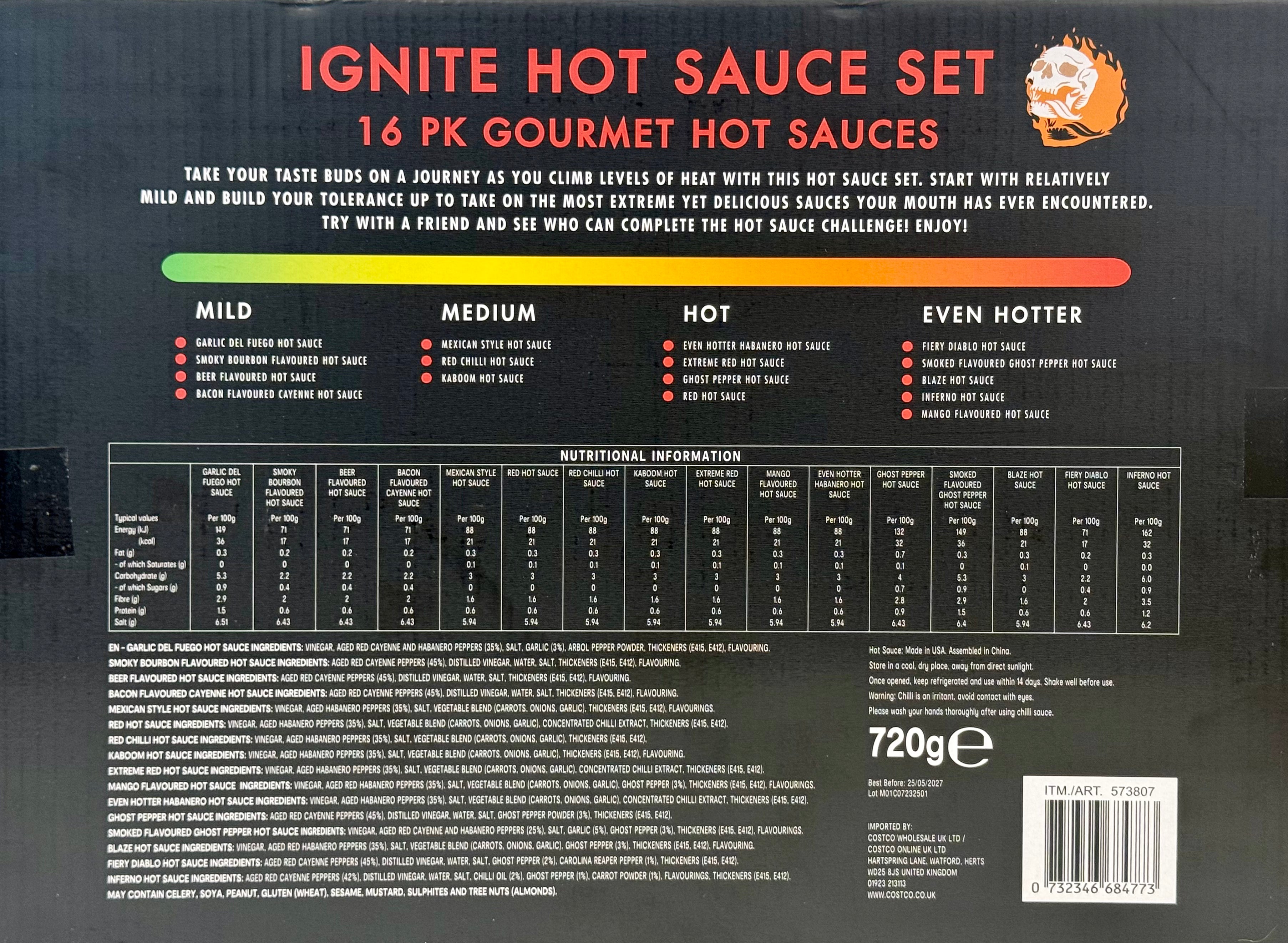 Ignite 16 Piece Gourmet Hot Sauce Set