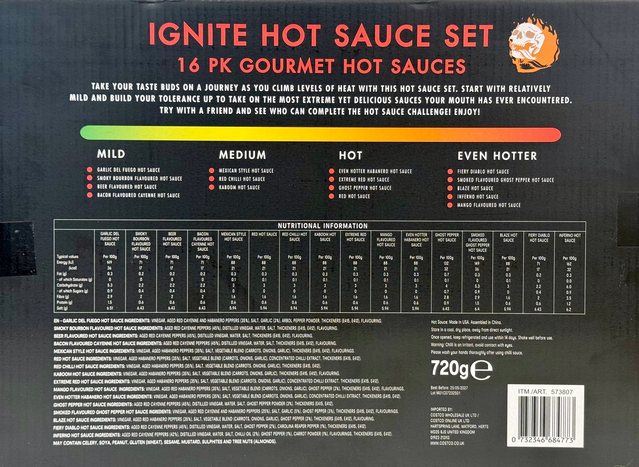 Ignite 16 Piece Gourmet Hot Sauce Set