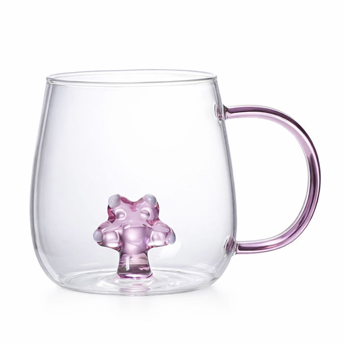 Animal Shape Glass Cup - Cute 3D Handle Mug (Pink Clam)