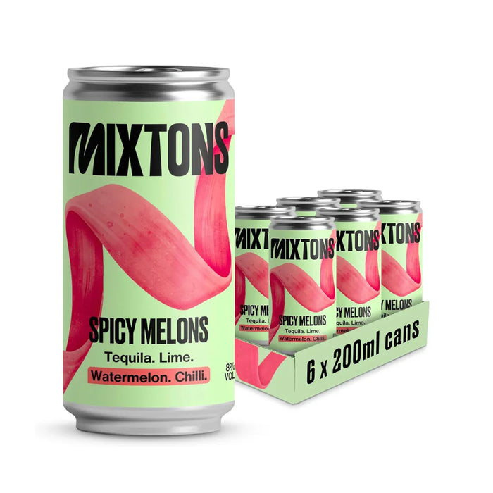 Mixtons Ready-to-Drink Tequila Cocktails 8% ABV (12x200ml Cans) - Watermelon, Lime & Chilli