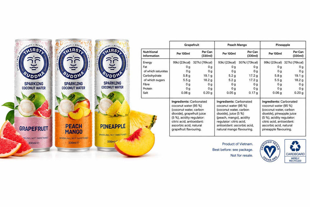 Thirsty Buddha Sparkling Coconut Water (12x330ml)
