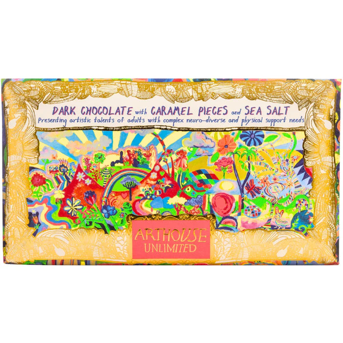 Arthouse Unlimited Dark Chocolate Bar with Caramel Pieces & Sea Salt - Joy Revolution (85g)