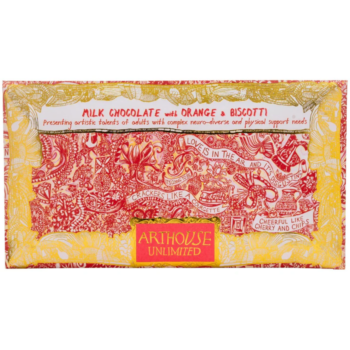 Arthouse Unlimited Milk Chocolate Bar with Orange and Biscotti - Love is in the Air (85g)