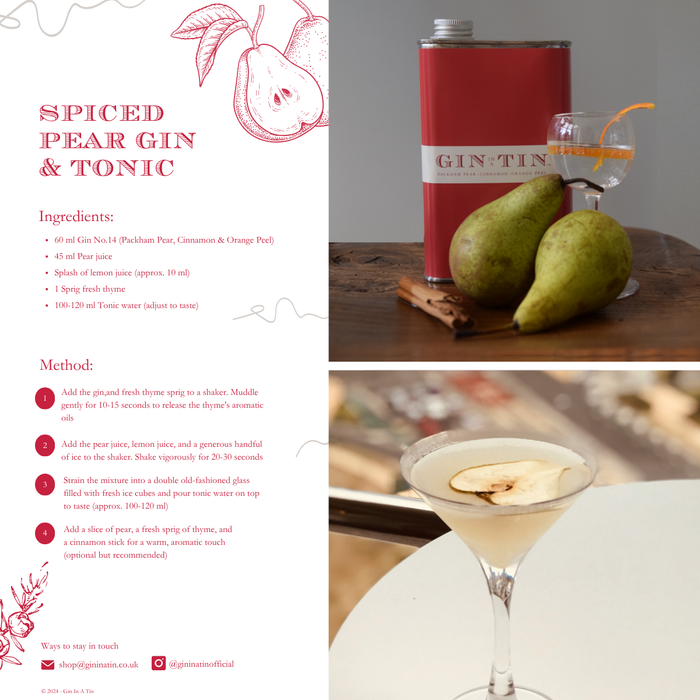 Gin In A Tin – No. 14 Packham Pear, Cinnamon & Orange Peel Gin (50cl)