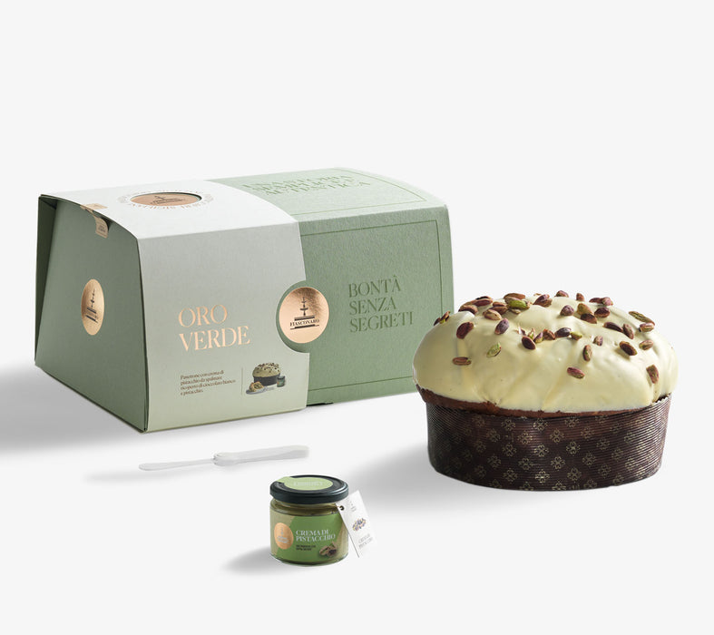 Fiasconaro Pistachio Panettone with Pista Cream - Oro Verde (1kg)