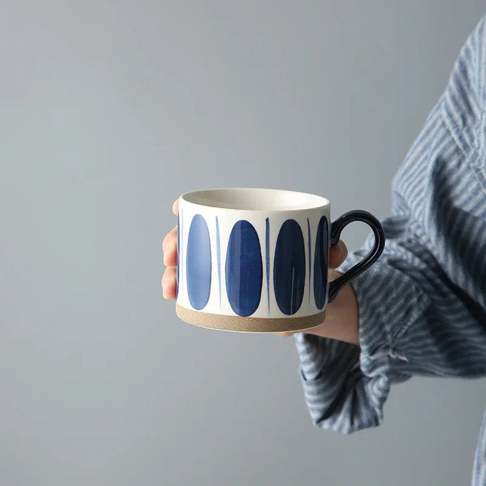 Japanese Style Ceramic Coffee Mug‚ Blue Leaves