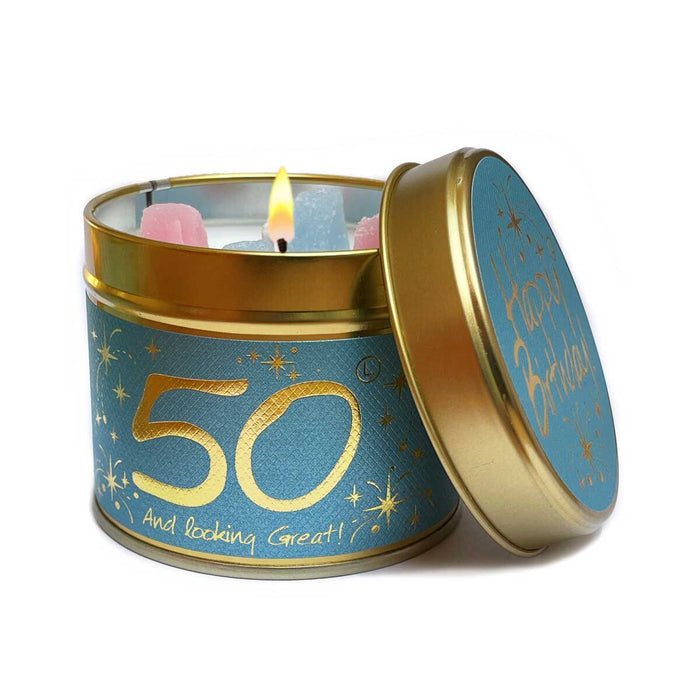 Lily Flame Happy Birthday 50th Scented Candle Tin