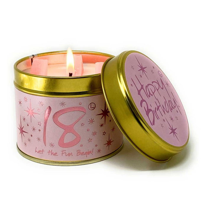 Lily Flame Happy Birthday 18th Scented Candle Tin