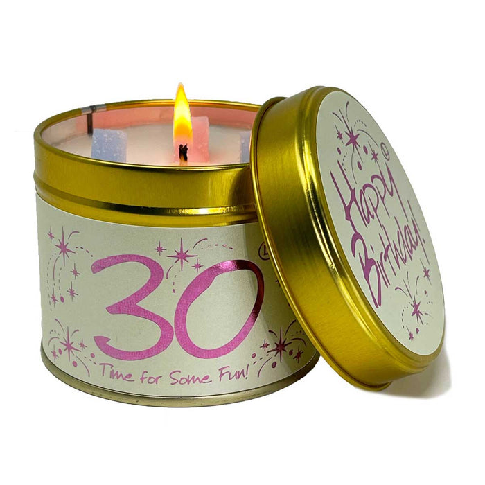 Lily Flame Happy Birthday 30th Scented Candle Tin