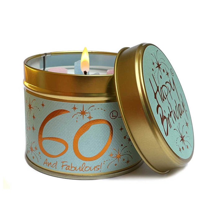 Lily Flame Happy Birthday 60th Scented Candle Tin