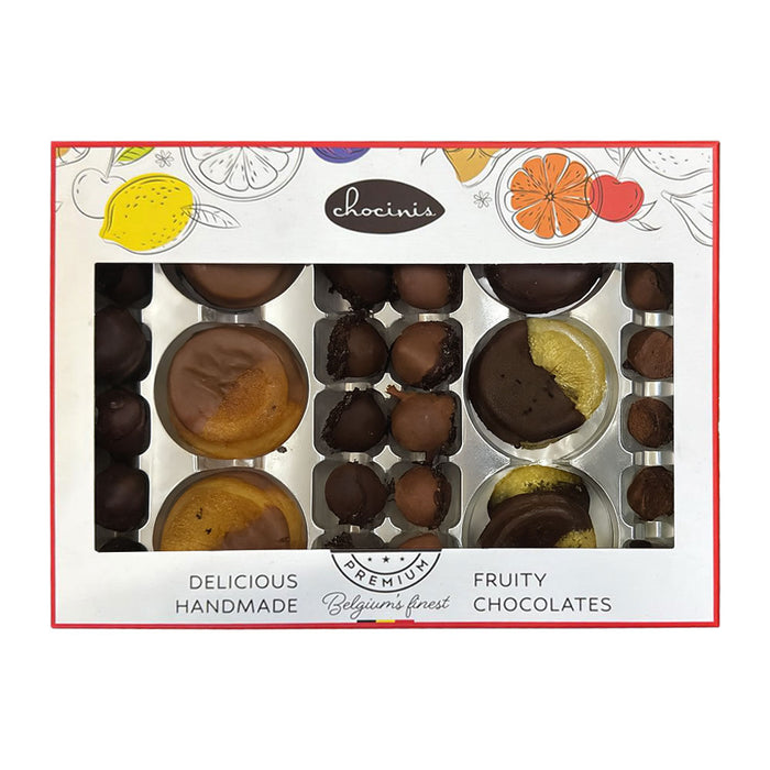 Chocinis Fruity Charms Gift Box – Handmade Chocolate Coated Fruits (555g)
