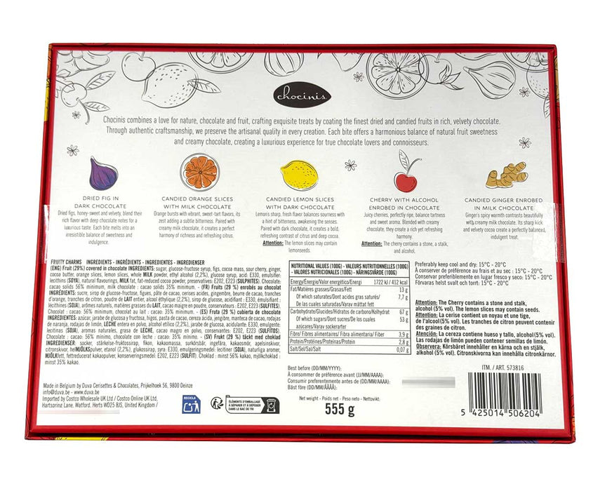Chocinis Fruity Charms Gift Box – Handmade Chocolate Coated Fruits (555g)