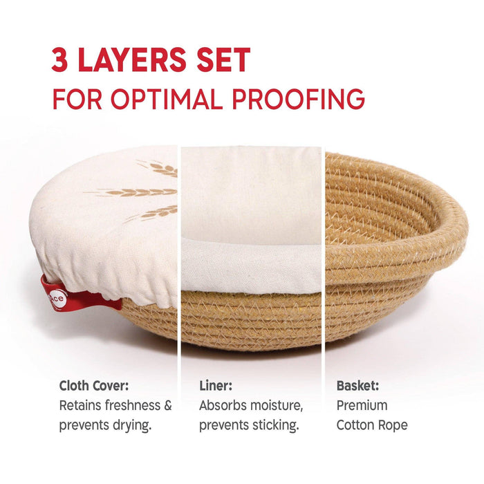 KneadAce Round Cotton Rope Proofing Baskets Set
