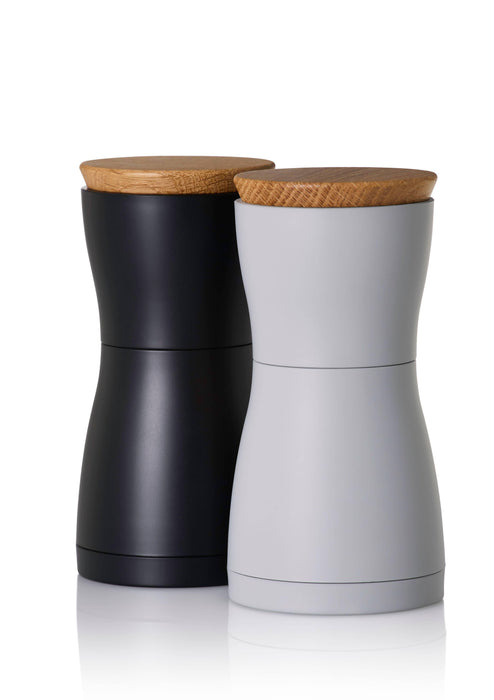 AdHoc Pepper & Salt Mill Set Twin Black & Grey: Black & Grey - LemonSalt
