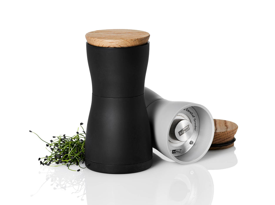 AdHoc Pepper & Salt Mill Set Twin Black & Grey: Black & Grey - LemonSalt